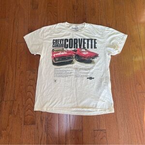 Men’s Camaro Corvette Short Sleeve T-Shirt Size Large Cream